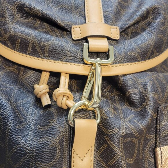 Calvin Klein Backpack Monogram Logo CK Print Drawstring Flap Bag main image 10